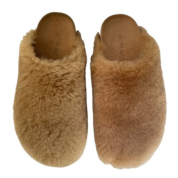 NWOB Jenni Kayne Shearling Fur Trim Slip On Mules Clog Natural Size 36 US 6 - Picture 3 of 7
